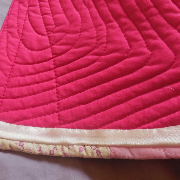 Vintage Vest Quilted Patchwork Cotton button down pink floral size Large Petite - Picture 14 of 17